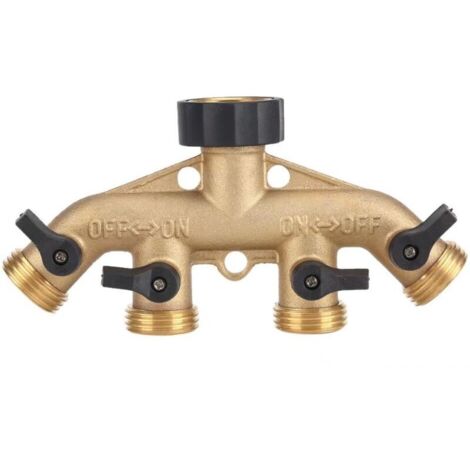 Ahlsen Robuster Garten-Wasserhahn-Splitter aus Messing, 2-Wege, 3/4 Zoll, 3/4 Zoll Schlauchanschluss-Adapter für die Gartenbewässerung