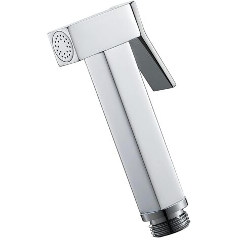 Ahlsen Rociador de bidé de mano, ducha de inodoro de latón cuadrado, ducha de mano, bidé, montaje en pared para limpieza de baño, cromado