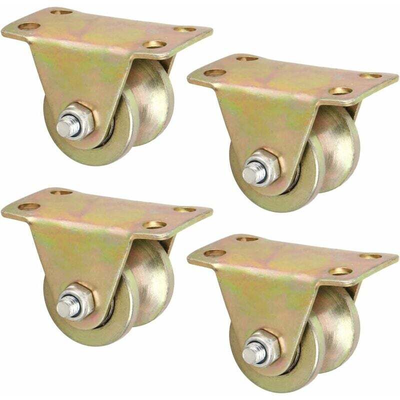 Roue à Rainure Industrielle Roue Directionnelle Roue Rigide en Acier Roulette,Roues à Gorge en u pour Portail Coulissant,Rail en Câble