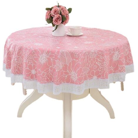 Ahlsen Runde PVC-Tischdecke, schmutzabweisend, pflegeleicht, elegantes Muster für Esszimmer, Party, Garten, Picknick (Rosa, 137 cm)