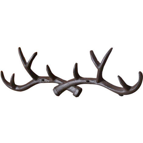 Ahlsen Rustikale Wandgarderobe aus Gusseisen in Form eines Hirschgeweihs – Garderoben- und Handtuchhalter – Schmuckständer – Rustikaler Hüttenhaken (Rostbraun)