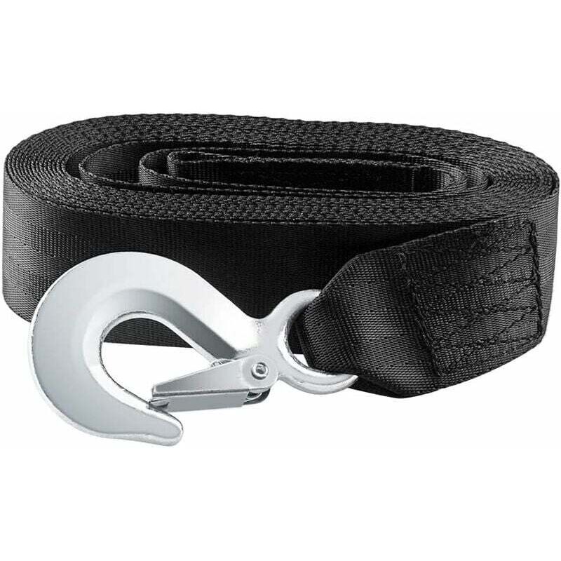 Sangle de treuil de remorque avec mousqueton de sécurité pour bateau ou voiture Résistance à la rupture Charge de travail,noir, 4 mètres, - Ahlsen