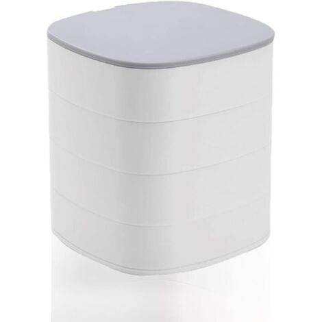 Ahlsen Schmuckschatulle, drehbare Schmuckschatulle, Schmuckschatulle mit Spiegel, weiße Reise-Schmuckschatulle, drehbare kleine Schmuckaufbewahrungsbox, für Halskette, Armband, Ring, Ohrringe, Geburts