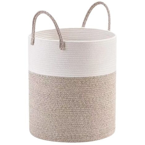 Ahlsen Schmutziger Wäschekorb aus gewebter Baumwolle, Boho-Wäschekorb mit Griff, Badezimmer-Aufbewahrungskorb, großer Wäschekorb für Waschküche, Kinderzimmer, Wohnzimmer, Spielzeug, 38 x 50 cm