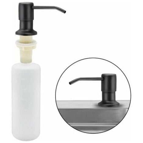 Ahlsen Seifenspender für die Küchenspüle, 350 ml, integrierter Spülmittelspender aus Edelstahl für die Küche, nachfüllbarer Seifenspender mit 360° drehbarer Pumpe (Mattschwarz)
