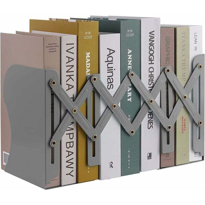 Serre-Livres Réglable en Métal, Serre-Livres Robustes, Serre-Livre Télescopique pour Cuisine, Bureau, Ecole, Bibliothèque pour Enfants