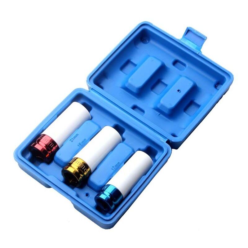 Set de Douilles de Serrage, Douilles à Impact pour Roue en Alliage Embout de Tournevis, Manchon de Pneu Couleur 17mm 19mm 21mm, - Ahlsen