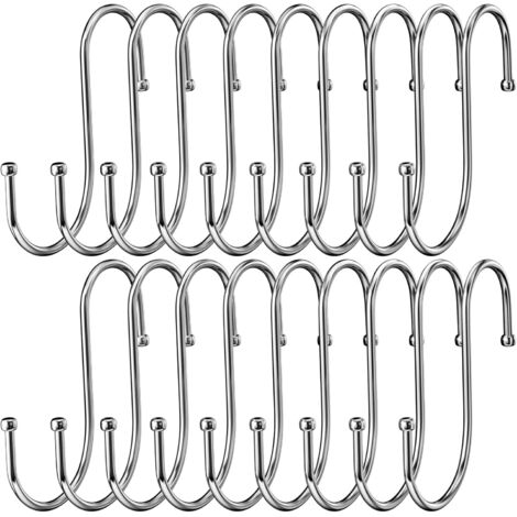 Ahlsen Set mit 18 Edelstahl-S-Haken, robuster Doppel-Metallhaken zum Aufhängen von Tassen, Kleidung, Töpfen und Schüsseln, geeignet für Küche, Bad, Garten, Kleiderschrank
