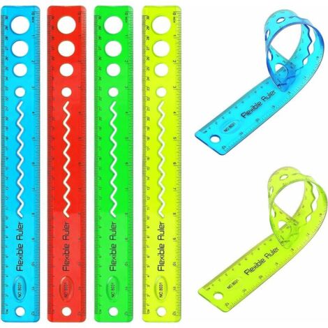 Ahlsen Set mit 20 flexiblen transparenten Kunststofflinealen für Werkstatt, Büro, Schule und Haushalt, rot5 Stück, gelb5 Stück, grün5 Stück, blau5 Stück, 30 cm