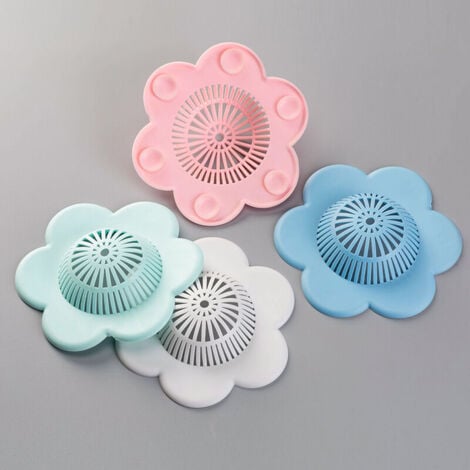 Ahlsen Set of 20 Shower Hair Filters, Shower Hair Catchers, Silicone Drain Protector with Suction Cup, Blue5pcs, White5pcs, Green5pcs and Pink5pcs, 13cm