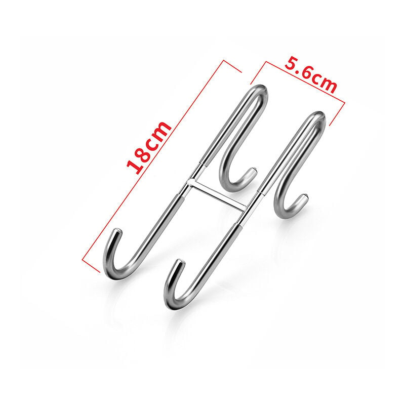 Ahlsen - Shower Hooks Without Drilling - Shower Wall Hooks with Rubber - Shower Squeegee Protection Holder - Silver, 2 Pack