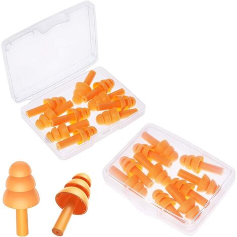 Ahlsen Silikon-Ohrstöpsel, 10 Paar Schwimmer-Ohrstöpsel, Erwachsene, Gehörschutz für Schlafreisen, Orange