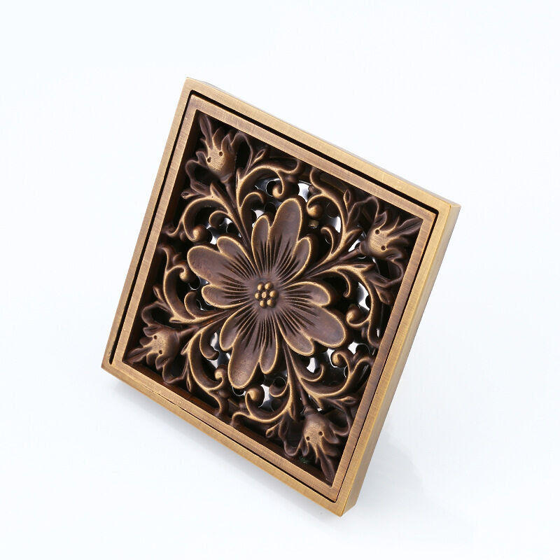 Ahlsen - Siphon de sol en laiton pour salle de bain, siphon de sol déodorant épaissi pour eau profonde, siphon de sol de salle de bain, rétro et