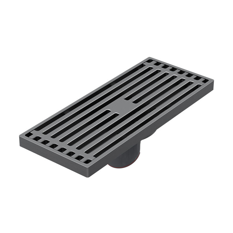 Ahlsen - Siphon de sol, long siphon de sol invisible, tout siphon de sol en cuivre, siphon de sol plongeant 820 (noir droit)