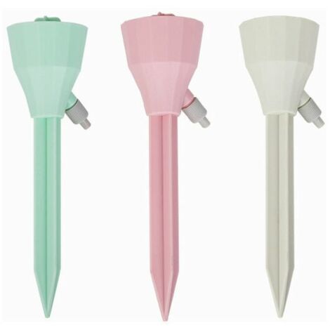 Ahlsen Sistema de riego automático para plantas en macetas, riego de flores, sistema de riego ajustable para flores o verduras, 9 piezas, verde3 piezas, rosa3 piezas, blanco3 piezas, 518 cm