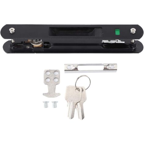 Ahlsen Sliding Shaft Lock - Modern Movable Door Window Hook Lock, One Side Lock for Home, Sliding Glass Door Lock (Black)