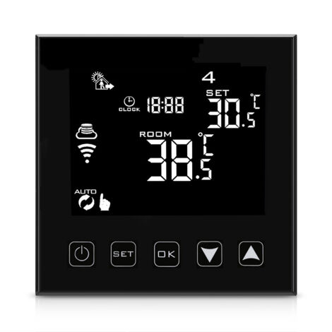 Ahlsen Smarter WiFi-verbundener Thermostat für Boiler/kabelgebundene Wasser-Fußbodenheizung, Smart Life APP-kompatibel, programmierbare Raumthermostate Boiler, Schwarz