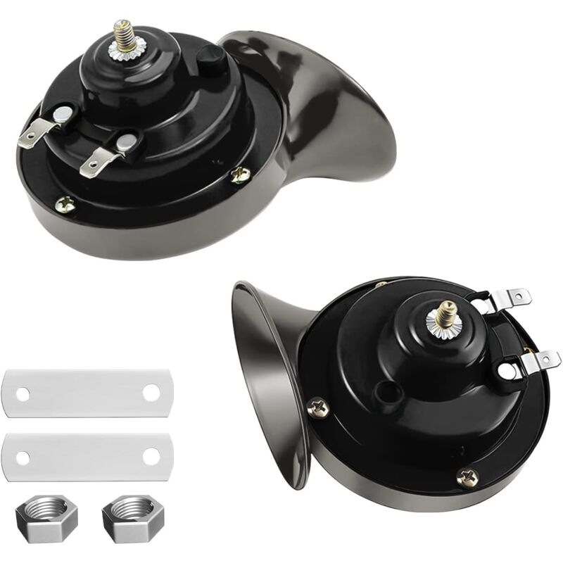 Ahlsen - Snail Air Horn, Paquet de 2 Kit de Cornes de Train Super Bruyant 12V, Universelle Imperméable d'escargot Air Corne, Corne électrique pour