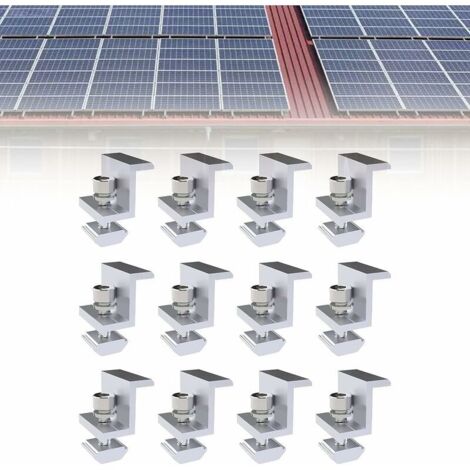 Ahlsen Solarpanel-Halterung, Solar-Endklemme, 12 Stück verstellbare Aluminium-Solarpanel-Endklemmen 35 mm, für Wohnmobile, andere Off-Dach-Installationen