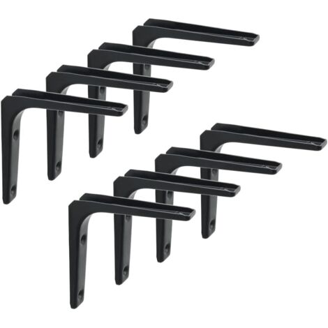 Ahlsen Soporte para estante de pared, soporte de metal negro mate, soporte para estante de metal para decoración de cocina, soporte resistente, 100 mm x 100 mm, paquete de 4