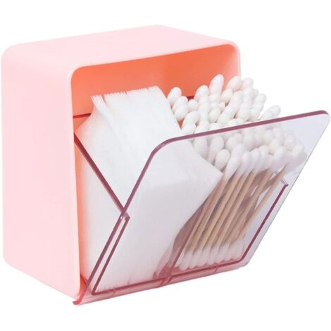 Ahlsen Soporte para hisopos de algodón, soporte para botellas de almacenamiento multifuncional con 2 ranuras para guardar almohadillas de maquillaje en bolas de algodón