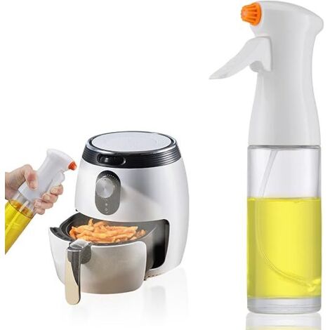 Ahlsen Spray de aceite de cocina (230 ml, vidrio), spray de aceite de oliva, pulverizador de aceite para cocinar alimentos (blanco)