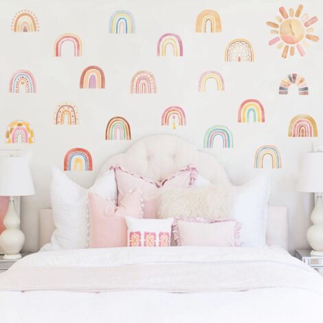 Ahlsen Sticker mural arc-en-ciel soleil,décoration murale pour salon chambre bureau