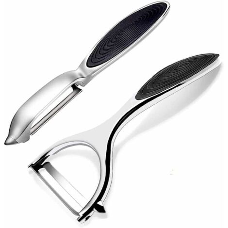 Ahlsen Stück Gemüseschäler Edelstahl, Weichhautschäler mit gebogener und gezackter Klinge aus Edelstahl, Gemüseschäler, Gemüseschäler, Gemüseschäler