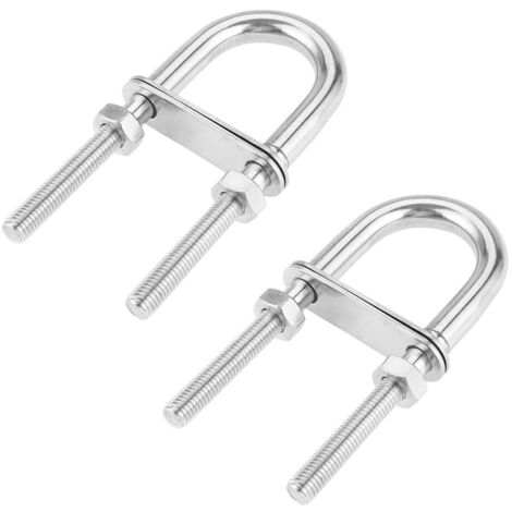 Ahlsen Stück M6 x 90 mm silberner U-Bolzen aus Edelstahl mit Gegenplatte und Muttern zum Befestigen und Verbinden von Bootsdekorationen