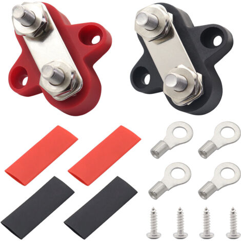 Ahlsen Stück M8-Hochleistungsklemmen, Doppelbolzen-Stromverteilungsblock, Stromverteilungsklemmenblock, positiv isolierter Batterie-Stromanschluss, für LKW, Wohnmobil, Boot