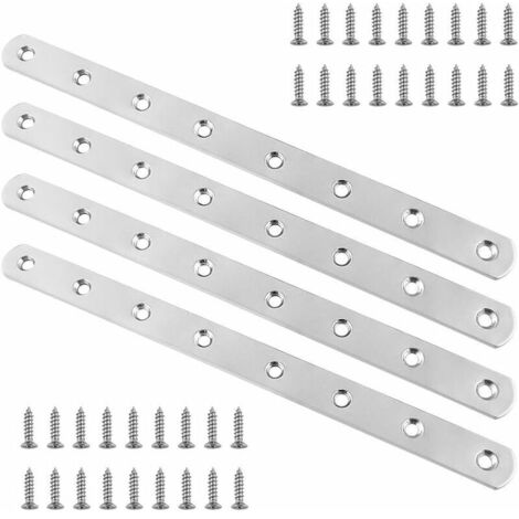 Ahlsen Stück Montagebeine, flache Befestigungshalterung, 245 mm Edelstahl-Metallmontageplatte mit Befestigungsschrauben, Möbelreparaturbrett