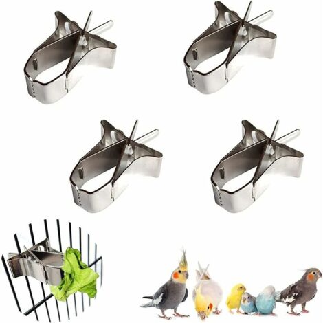 Ahlsen Stück Vogelfutterspender für Papageien, Edelstahl Vogelfutterspender Obsthalter Gemüsehalter Futterclip Vogelfutterhalter Vogelkäfig-Zubehör