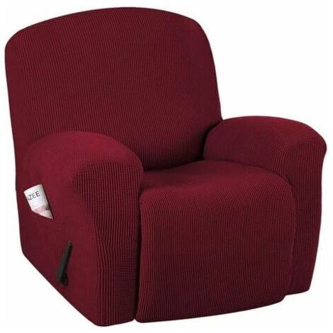 Ahlsen Super Stretch Sofa Cover, Recliner Cover, Lounge Chair Cover, Fits Standard/Super Power Lift Recliner Cover, Soft Thickened Jacquard Feature, Wine Red