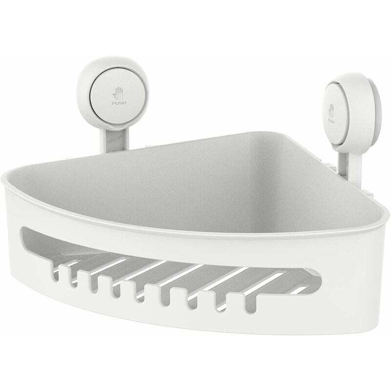 Support de douche d'angle à ventouse sans perçage Étagère de douche amovible pour salle de bain Robuste capacité maximale de 22 lb Organisateur de