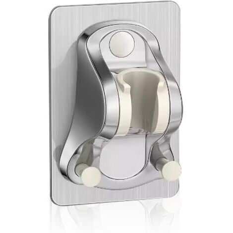 Ahlsen Support de Pommeau de Douche sans Perçage Adhésif, Support Douche sans Percage, Support de Douche Réglable , Douchette, Support de Douche Mural,Super Puissant, étanche, Chromé, Argent