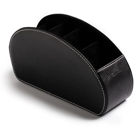Ahlsen Support de télécommande en cuir PU, organiseur multifonction avec 5 compartiments, boîte de rangement pour télécommandes TV, crayons, pinceaux de maquillage