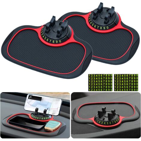 Ahlsen Support de Téléphone Automatique de Tapis Antidérapant de Voiture Multifonction, Universels Tapis Antidérapant pour Tableau de Bord de Voiture avec Support de Téléphone Rotatif à 360 ° (2 Pièce