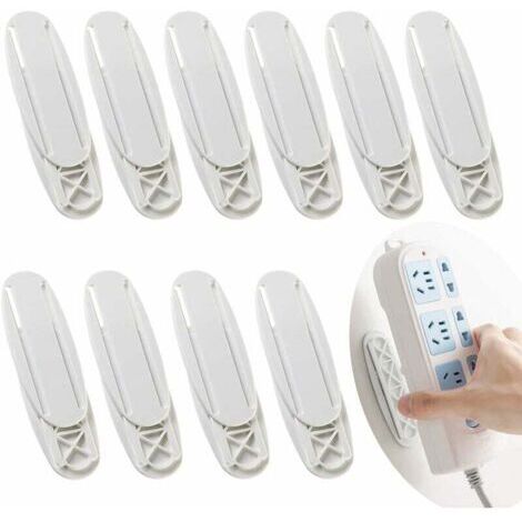 Ahlsen – Support mural multiprise auto-adhésif – Lot de 10 pièces en plastique – Fixation pour routeur et prise – Organisation optimale