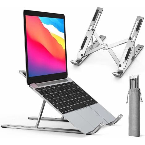 Ahlsen – Support ordinateur portable pliable en aluminium ventilé – 6 angles réglables – Compatible tablette – Argent