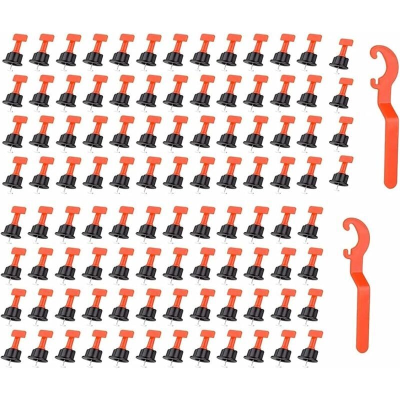 Système de nivellement de carrelage réutilisable, 100 pièces pour nivellement de carrelage Outil de bricolage pour construction de murs et de sols,