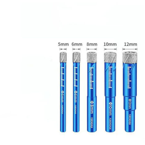 Ahlsen Taladro de diamante soldado Taladro para azulejos secos Taladro para azulejos para granito Mármol Vidrio Concreto Material duro Perforadora multifuncional Abridor de agujeros secos (5 piezas 5/