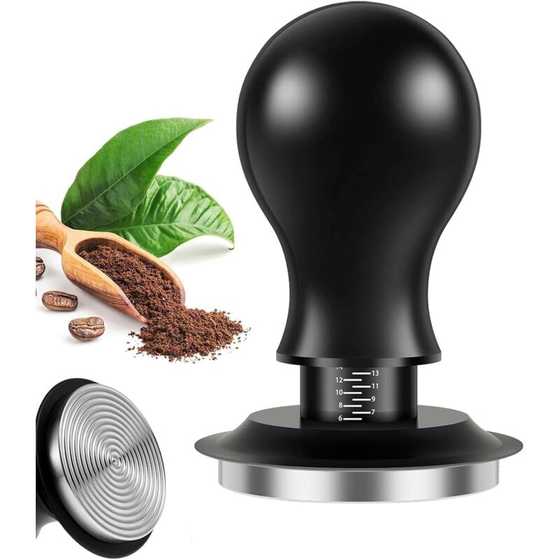 Tamper 51mm, Tasseur Café avec Base Ondulée en Acier Inoxydable, Régulation de la Pression, Tamper à Espresso pour Set de Barista - Ahlsen