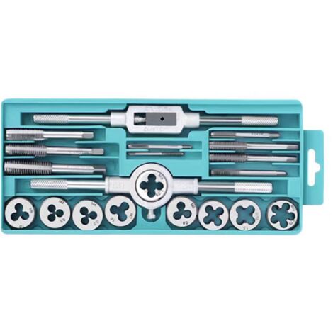 AHLSEN Tarauds et Filières, 20 Pcs M3-M12 Outils de Filetage, Coffret Tarauds et filières, Outil Pour Tarauder Métrique, Filetage Extracteurs de Vis en Acier, Clé Vis outils avec Étui de Rangement