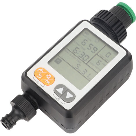 Ahlsen Temporizador de riego, Temporizador de agua para jardín exterior, Controlador de riego automático, Salida de rosca macho G3/4, Negro