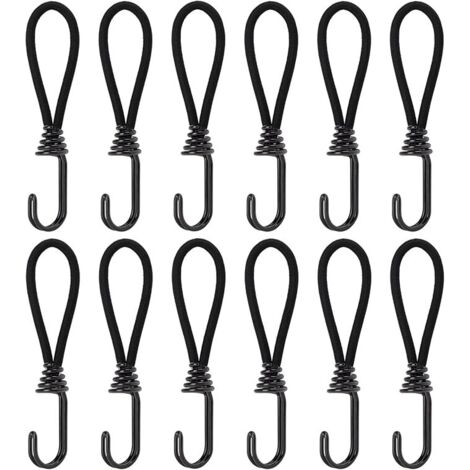 Ahlsen Tendeurs Élastiques avec Crochets, 15cm Elastique Corde en Caoutchouc avec Attaches pour Pavillon, Bâche, Camping, Tente, Rideaux Harnais d’Extension, 12Pcs