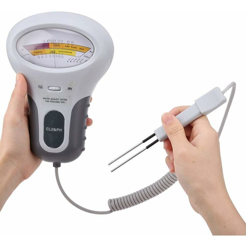 Ahlsen - Testeur Numérique lcd Multifonction, PC-102B CL2 - Testeur de Chlore de pH pour Piscine, spa Analyseur de Qualité de l'eau avec Sonde