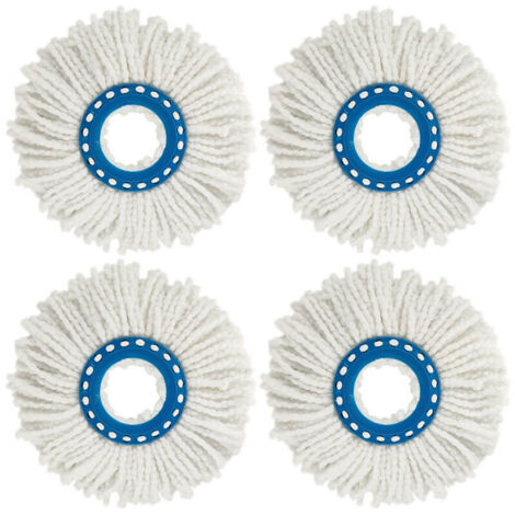 Ahlsen Têtes Microfibre Balai , Tête de Vadrouille Rechange Rond Têtes Mop Rotation à 360 pour Nettoyage des Sols 4Pcs (Diamètre 16 cm)