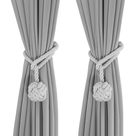 Ahlsen Tiebacks de cortina gris, Tiebacks de cortina de 2 piezas, Tiebacks de cortina de punto a mano, Tiebacks de cuerda de cortina, Decoración de hebilla de cortina