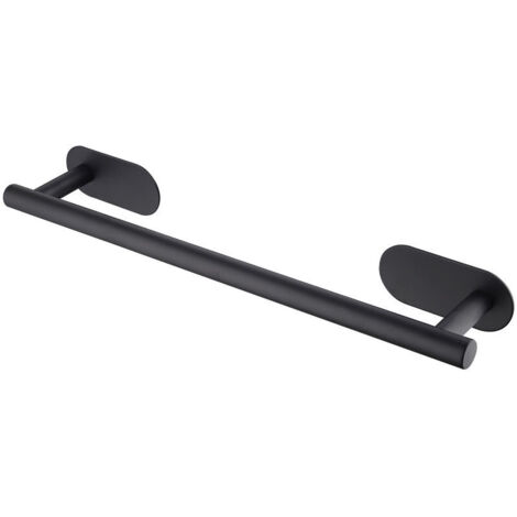 Ahlsen Toallero de pared negro, toallero autoadhesivo, toallero de baño de 40 cm, acero inoxidable, negro mate