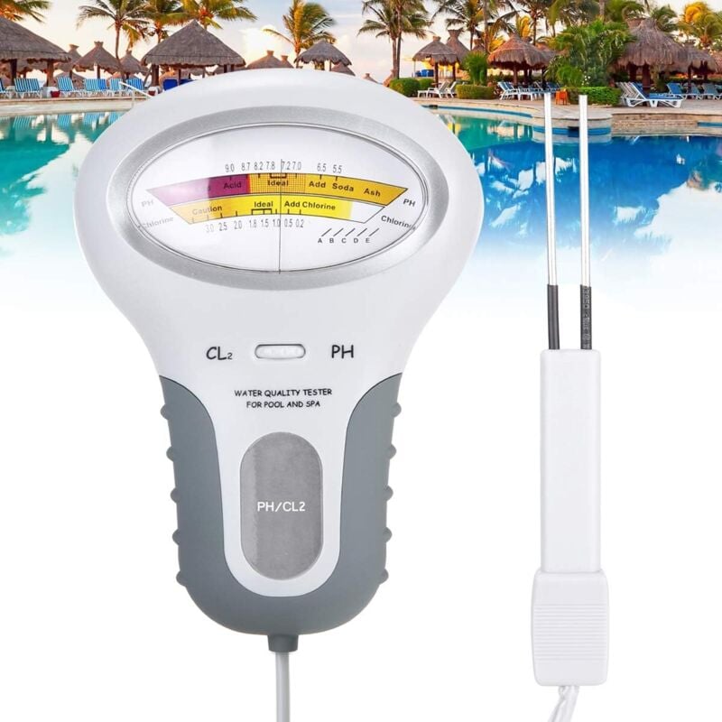 Ahlsen Tool Testeur de niveau de chlore et de pH 2 en 1 portable pour analyse de la qualité de l'eau pour piscine, spa, aquarium